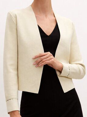 MM.LaFleur Sant Ambroeus Jardigan Ecru Open Front Cropped Knit Blazer Medium